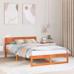 Estrutura da cama com cabeceira marrom cera 140 x 190 cm