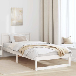 Estrutura da cama branco 80 x 200 cm madeira de pinheiro sólida