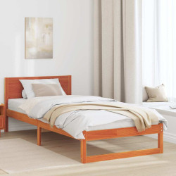 Estrutura da cama com cabeceira marrom cera 80 x 200 cm