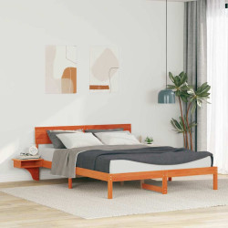 Estrutura da cama com cabeceira marrom cera 150 x 200 cm