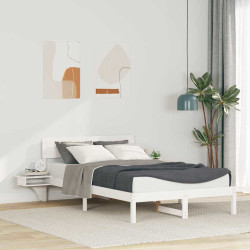 Estrutura da cama com cabeceira branco 140 x 190 cm