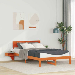Estrutura da cama com cabeceira marrom cera 140 x 190 cm