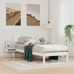 Estrutura da cama branco 75 x 190 cm madeira de pinheiro sólida