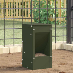 Comedouro para coelhos verde oliva 12,5 x 12,5 x 25 cm
