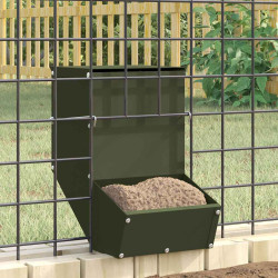 Comedouro para coelhos verde oliva 17,5 x 26 x 28,5 cm