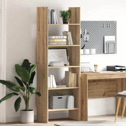 Gabinete de livros 5 níveis 60 x 35 x 180 cm carvalho artesanal