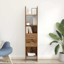 Gabinete de livros 2 níveis 40 x 35 x 180 cm madeira antiga