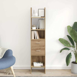 Gabinete de livros 2 níveis 40 x 35 x 180 cm carvalho artisiano