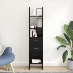 Gabinete de livros 2 níveis 40 x 35 x 180 cm carvalho preto