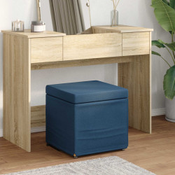Banqueta azul 41 x 41 x 40 cm tecido e madeira engenharia