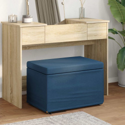 Banqueta azul 61 x 41 x 40 cm tecido e madeira engenharia