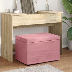 Banqueta rosa 61 x 41 x 40 cm veludo e madeira de engenharia
