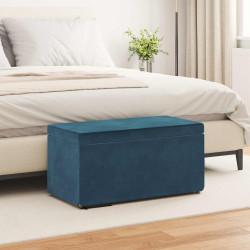 Banqueta azul 81 x 41 x 40 cm veludo e madeira de engenharia