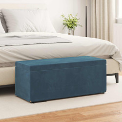 Banqueta azul 101 x 41 x 40 cm veludo e madeira de engenharia