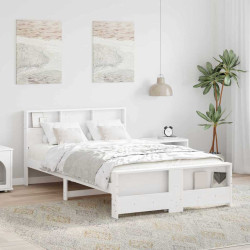 Estrutura da cama branco 140 x 190 cm madeira processada