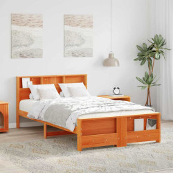 Estrutura da cama marrom cera 135 x 190 cm madeira processada