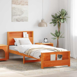 Estrutura da cama marrom cera 75 x 190 cm madeira processada