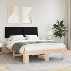 Estrutura de cama com cabeceira estofada preto 150 x 200 cm