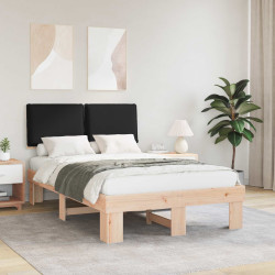 Estrutura de cama com cabeceira estofada preto 120 x 200 cm