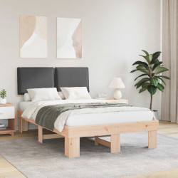 Estrutura de cama com cabeceira estofada cinza escuro