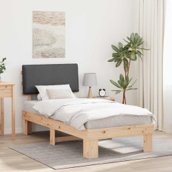 Estrutura de cama com cabeceira estofada cinza escuro