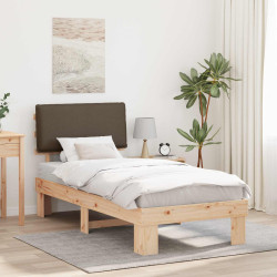 Estrutura de cama com cabeceira estofada cinzento-acastanhado