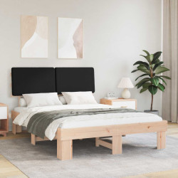 Estrutura de cama com cabeceira estofada preto 160 x 200 cm