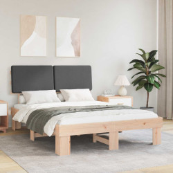 Estrutura de cama com cabeceira estofada cinza escuro