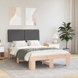 Estrutura de cama com cabeceira estofada cinza escuro