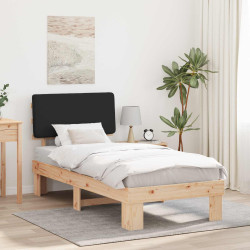 Estrutura de cama com cabeceira estofada preto 80 x 200 cm