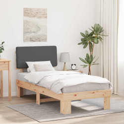 Estrutura de cama com cabeceira estofada cinza escuro