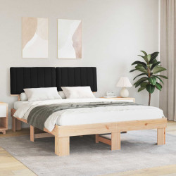 Estrutura de cama com cabeceira estofada preto 150 x 200 cm
