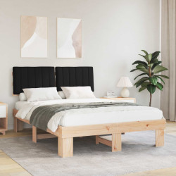 Estrutura de cama com cabeceira estofada preto 140 x 200 cm