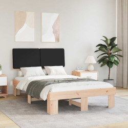 Estrutura de cama com cabeceira estofada preto 120 x 200 cm