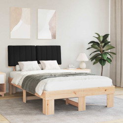 Estrutura de cama com cabeceira estofada preto 120 x 190 cm