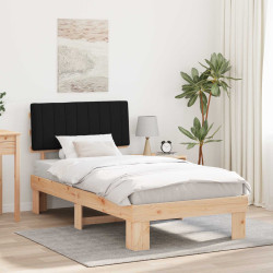 Estrutura de cama com cabeceira estofada preto 100 x 200 cm