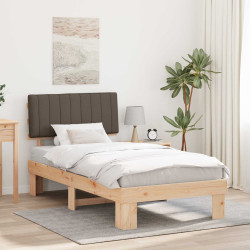 Estrutura de cama com cabeceira estofada cinzento-acastanhado