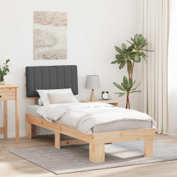 Estrutura de cama com cabeceira estofada cinza escuro