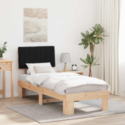Estrutura de cama com cabeceira estofada preto 80 x 200 cm