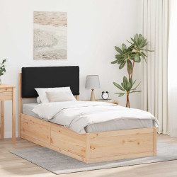 Estrutura de cama com cabeceira estofada preto 90 x 200 cm