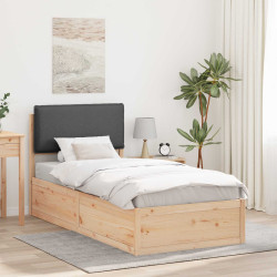 Estrutura de cama com cabeceira estofada cinza escuro