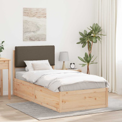 Estrutura de cama com cabeceira estofada cinzento-acastanhado