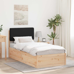 Estrutura de cama com cabeceira estofada preto 100 x 200 cm