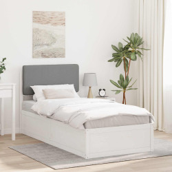 Estrutura de cama com cabeceira estofada cinzento-claro