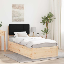 Estrutura de cama com cabeceira estofada preto 80 x 200 cm