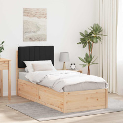 Estrutura de cama com cabeceira estofada preto 75 x 190 cm