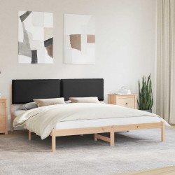 Estrutura de cama com cabeceira estofada preto 180 x 200 cm