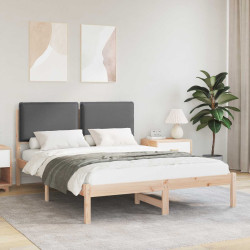 Estrutura de cama com cabeceira estofada cinza escuro