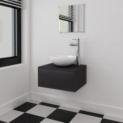 Conjunto móveis casa de banho 4 pcs com bacia e torneira, preto - Imagen 1
