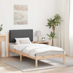 Estrutura de cama com cabeceira estofada marrom e cinza escuro